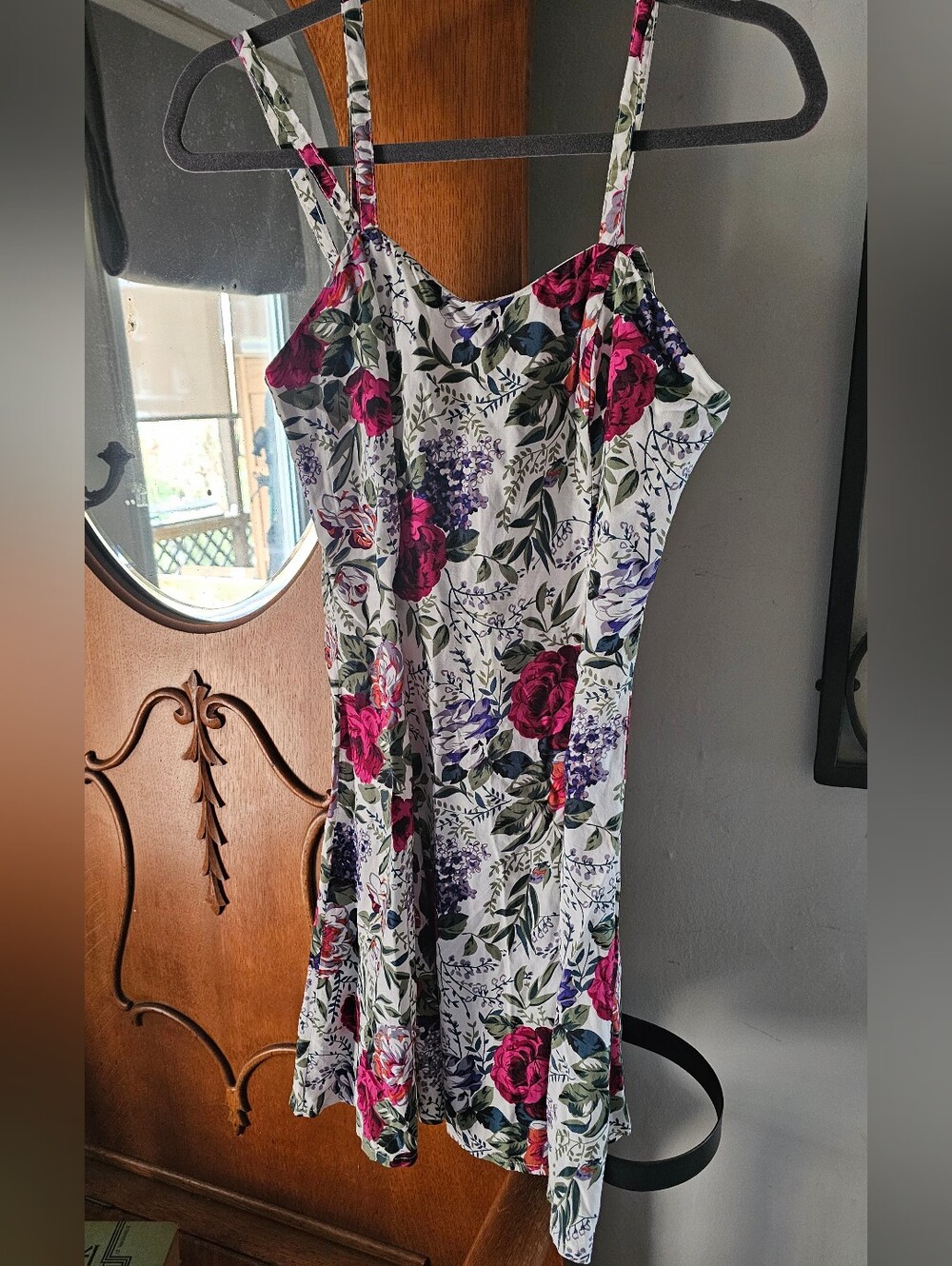 Vintage 90s All That Jazz Floral Rayon Mini Dress USA 7/8